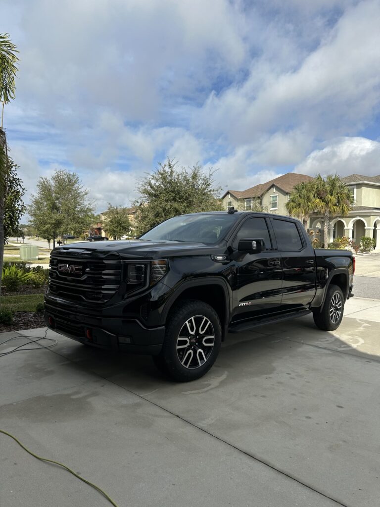 Black GMC Sierra AT4 after detailing