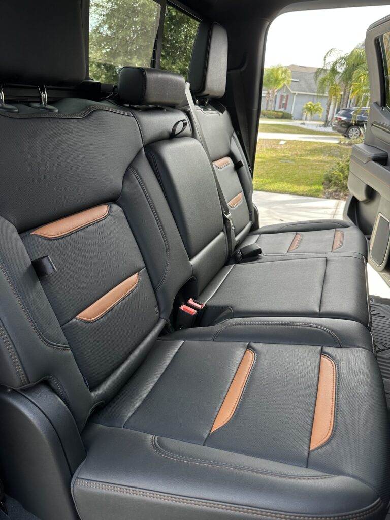 GMC Sierra AT4 — detailed leather rear seats