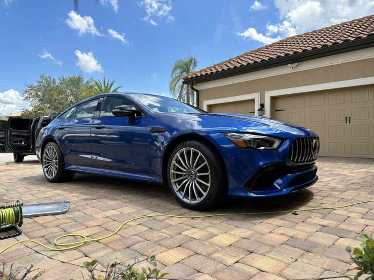 Blue Mercedes-AMG GT 4-Door after detailing