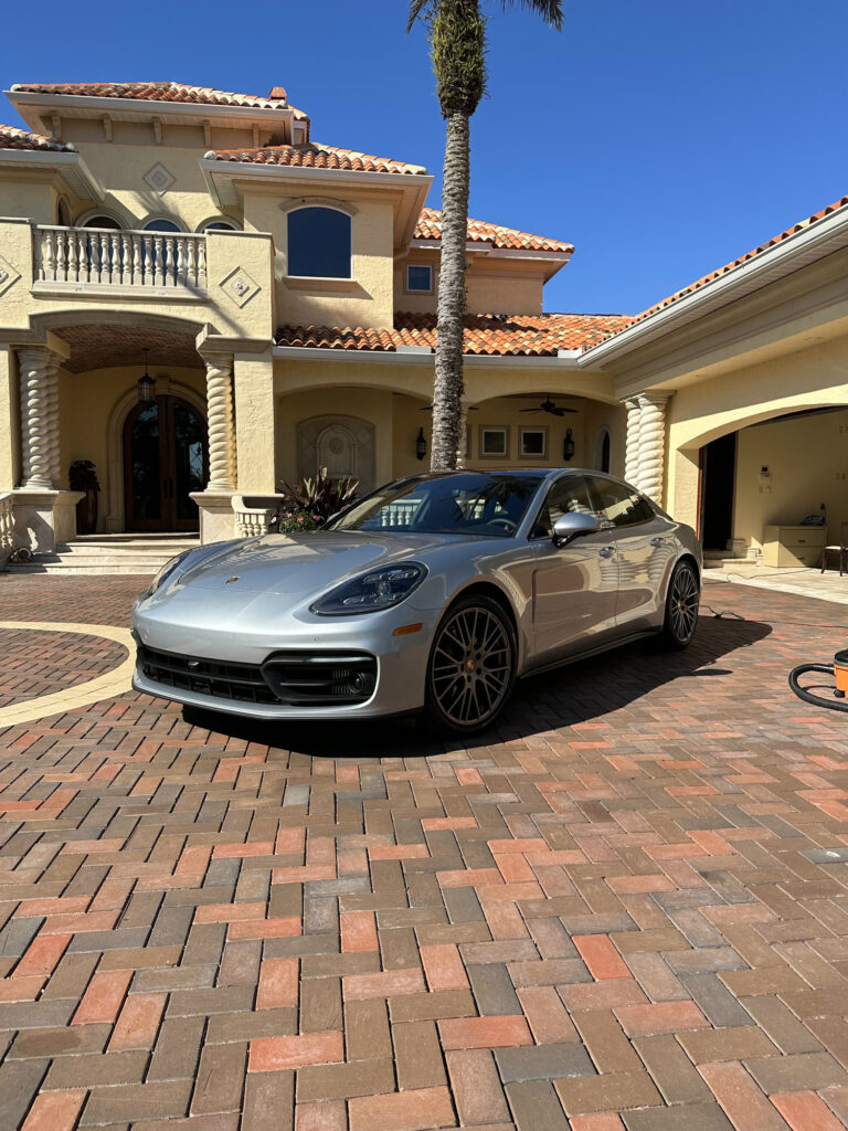 Silver Porsche Panamera after detailing